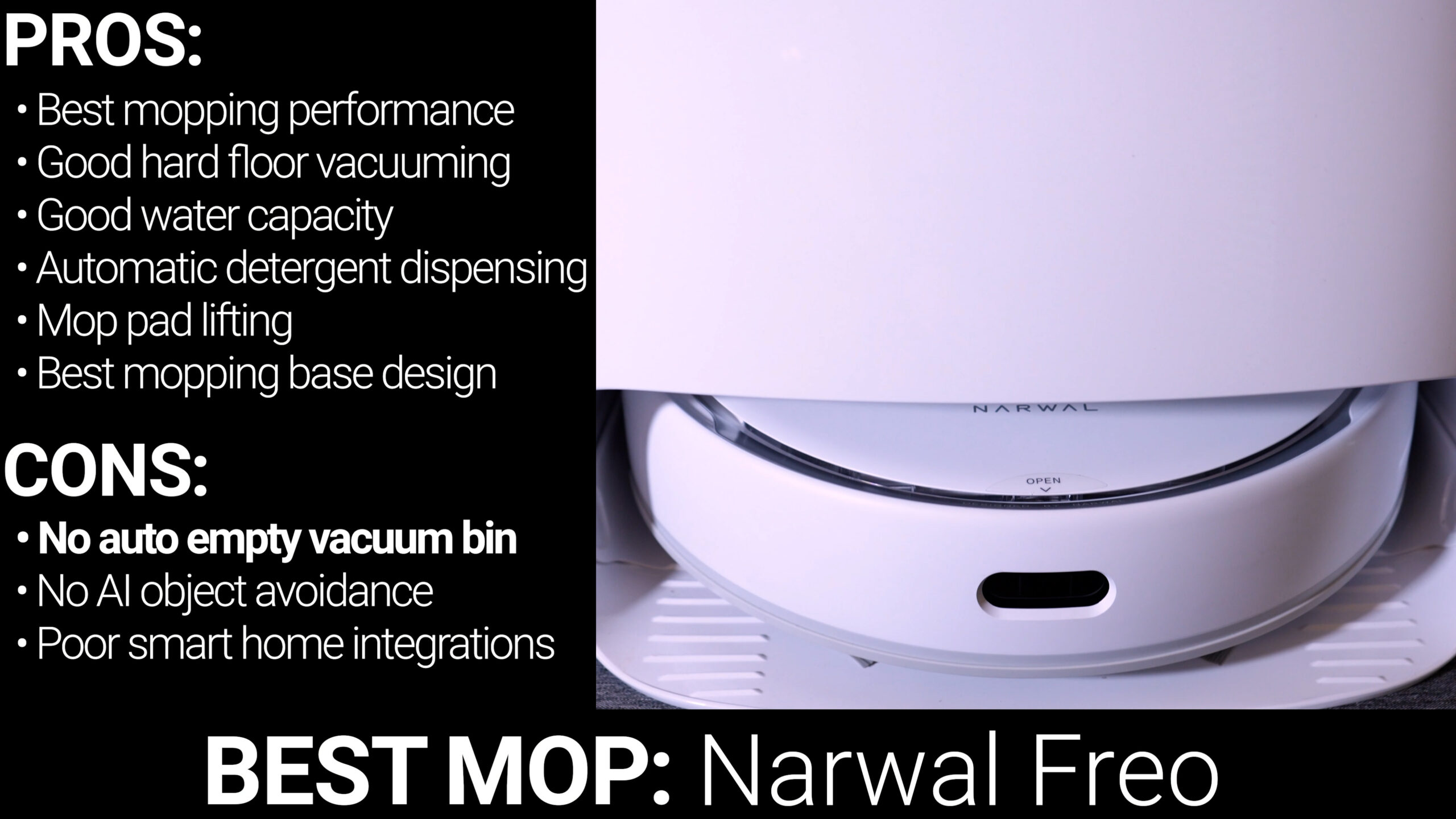 Narwal Freo Robot Vacuum Cleaner, Robot Mop with Auto Mop Washing & Drying,  Base station, Floor Cleaner Robot, Wifi, APP Control, White 